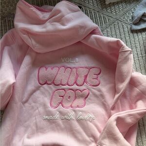 White Fox Boutique Pink embroidered Hoodie M/L